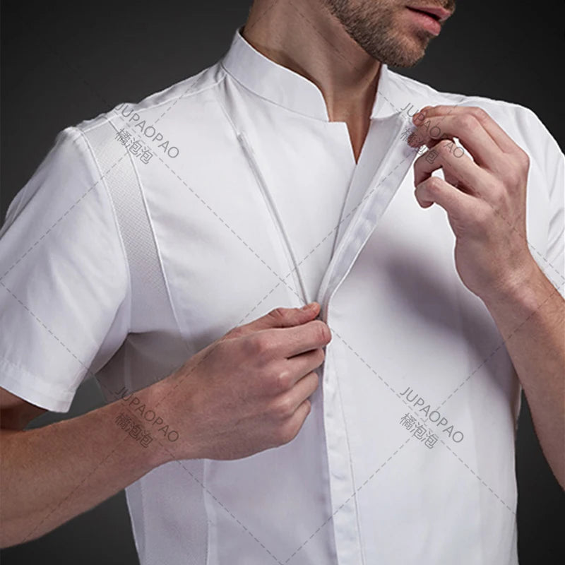 Summer Chef Costume Cook Jacket Male Chef's White Shirt Restaurant Uniform Workwear Overalls Restaurantes