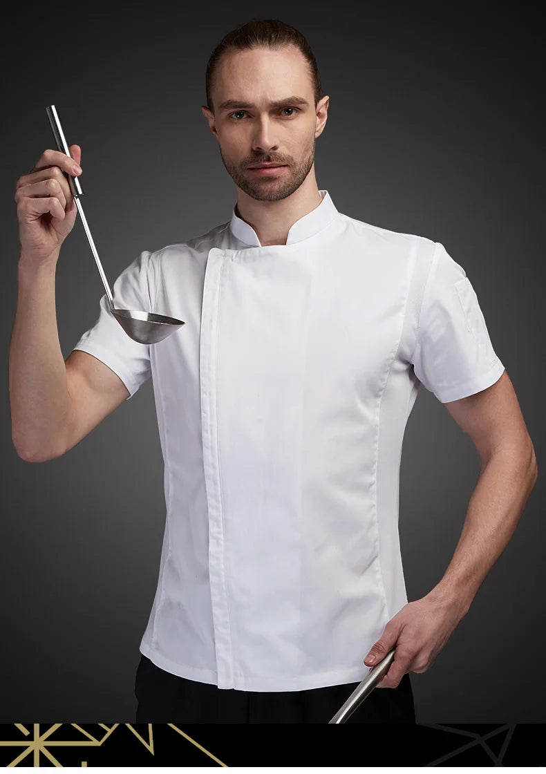 Summer Chef Costume Cook Jacket Male Chef's White Shirt Restaurant Uniform Workwear Overalls Restaurantes