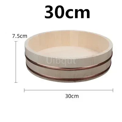 Korean food Japanese style copper edge basin big bowl bucket Cuisine Bibimbap sashimi sushi wooden barrel mixing rice wood spoon