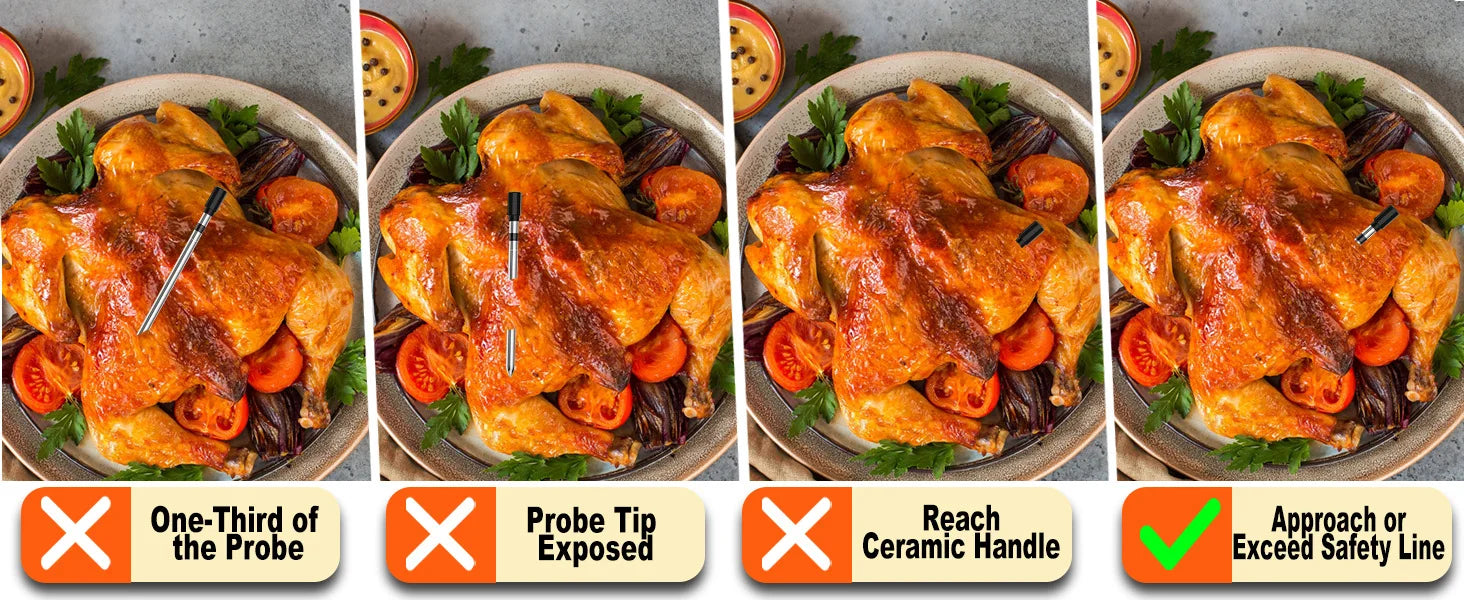 Wireless Meat Thermometer Digital Bluetooth Probe Thermometer Rechargeable with LCD Screen & Mobile APP for BBQ Oven Rotisserie