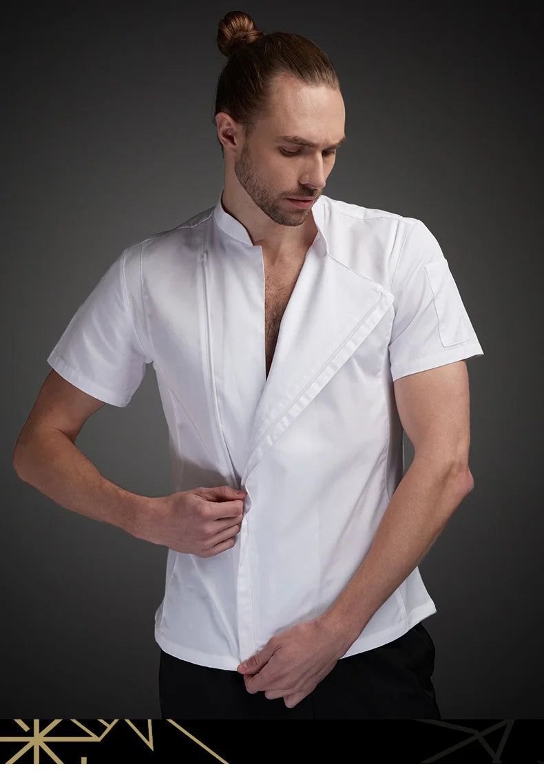 Summer Chef Costume Cook Jacket Male Chef's White Shirt Restaurant Uniform Workwear Overalls Restaurantes