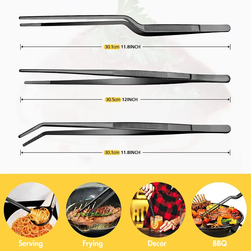 3Pcs Cooking Tweezers Tongs