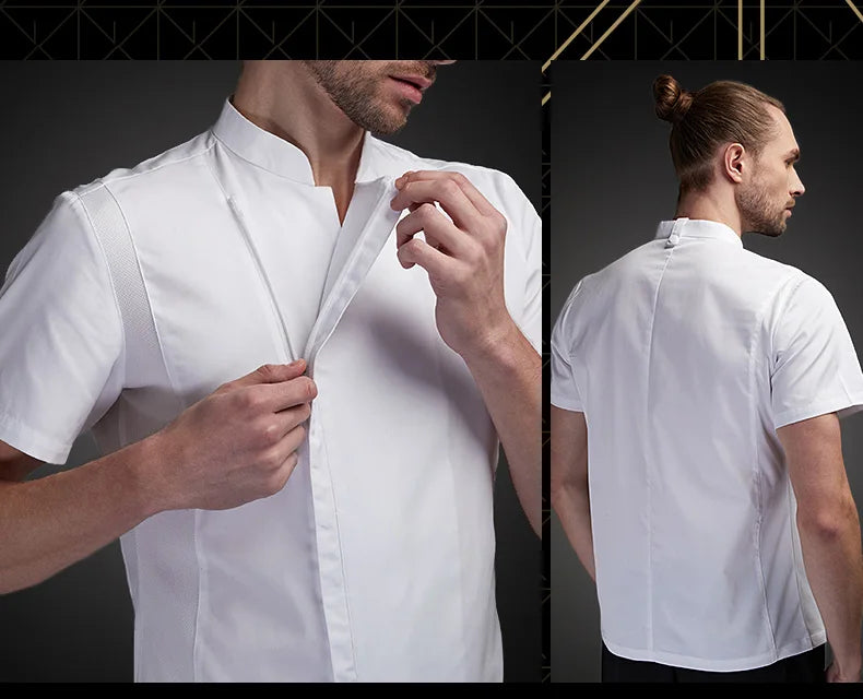 Summer Chef Costume Cook Jacket Male Chef's White Shirt Restaurant Uniform Workwear Overalls Restaurantes