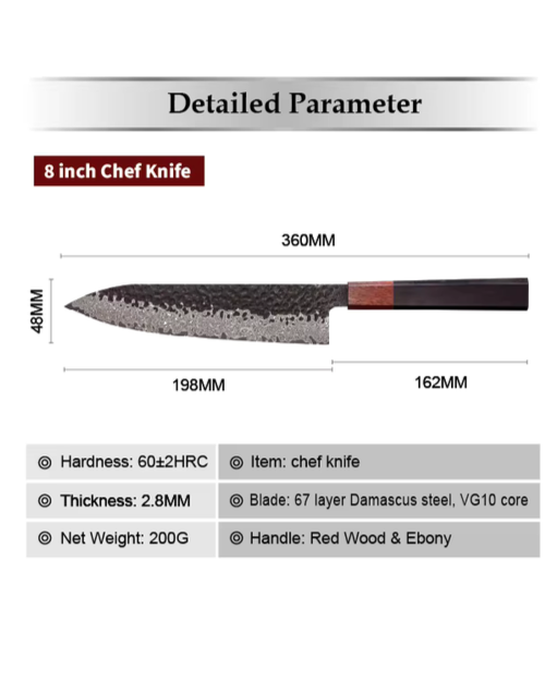 Chef knife carbon steel 20cm AKAI series