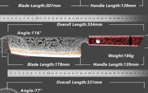 Nakiri knife 7 inch / 18 cm AKARYU collection