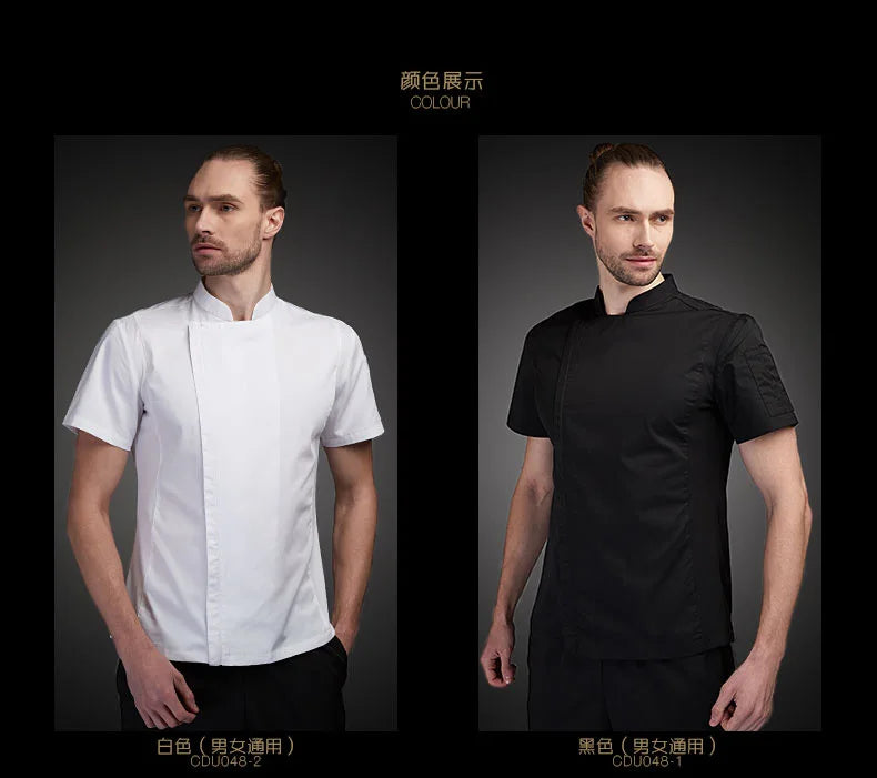 Summer Chef Costume Cook Jacket Male Chef's White Shirt Restaurant Uniform Workwear Overalls Restaurantes