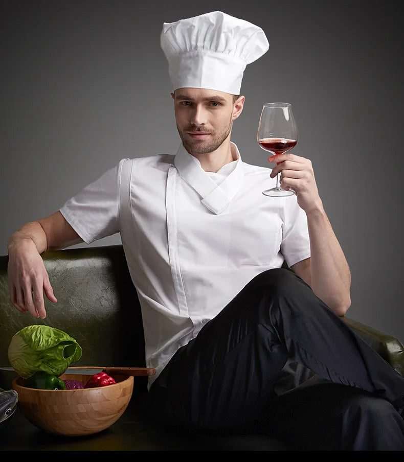 Summer Chef Costume Cook Jacket Male Chef's White Shirt Restaurant Uniform Workwear Overalls Restaurantes