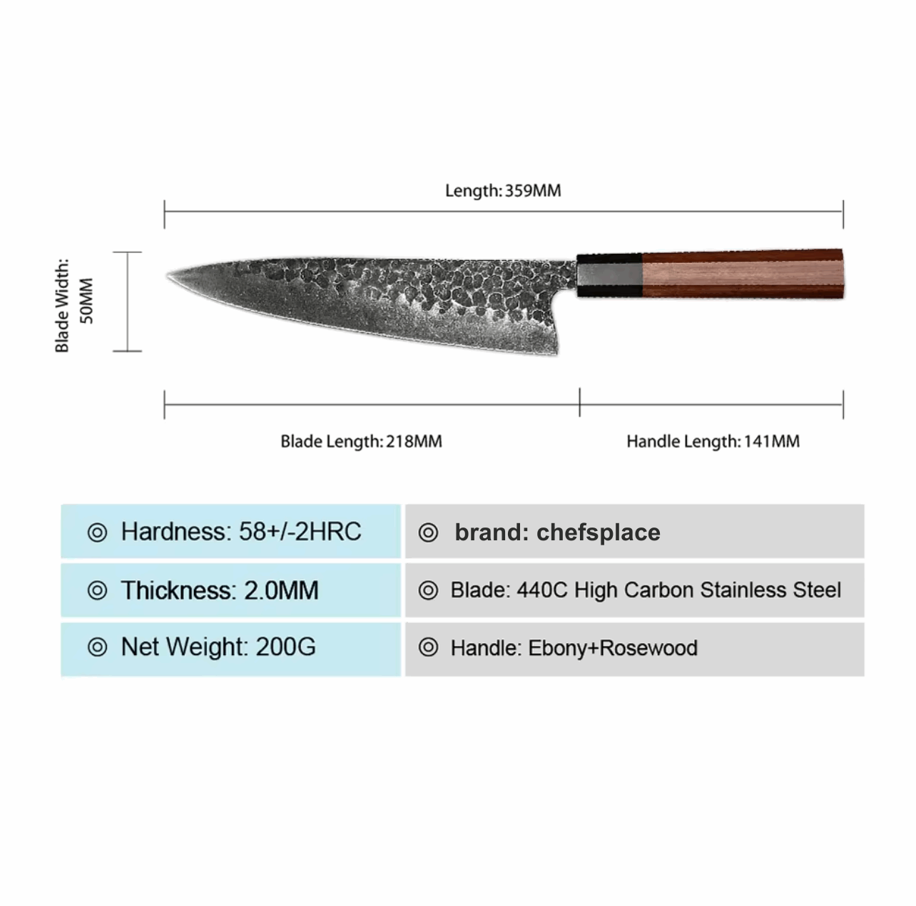 Tokugawa carbon steel chef knife 21.8cm