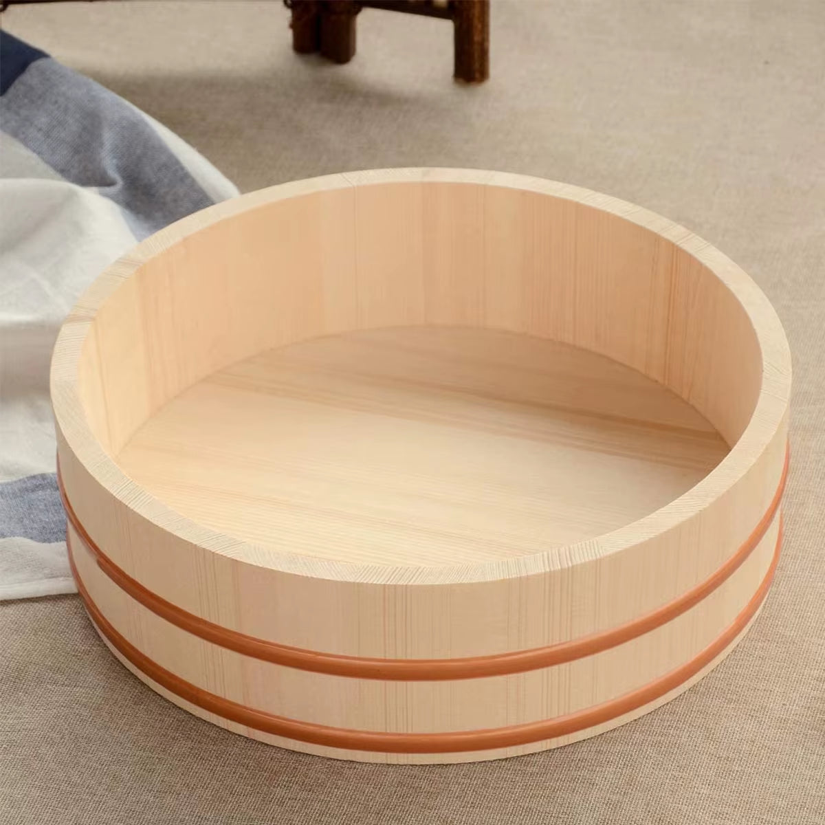 Japanese Rice Tub Sushi Bowl Serving Hangiri Wood Accessory Making Cooling Salad Salmon Oke Bucket Wooden Mixing Japanese