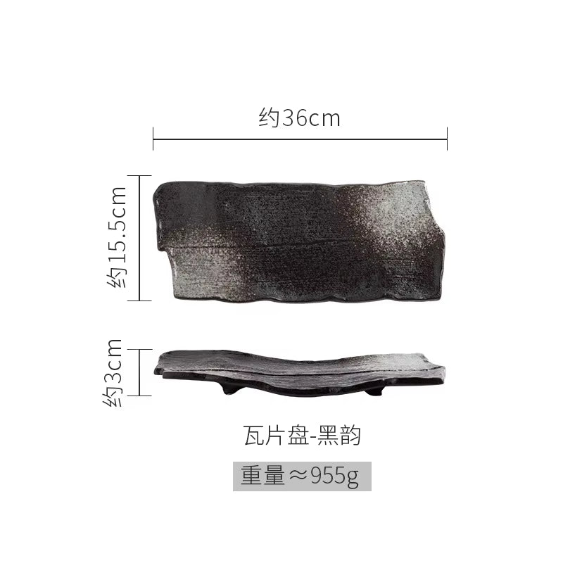 Large Ceramic Plates, Large Size Plates, Sushi Plates, Barbecue Wings Plates and Creative Rectangular Cumin Ribs Flat Plates