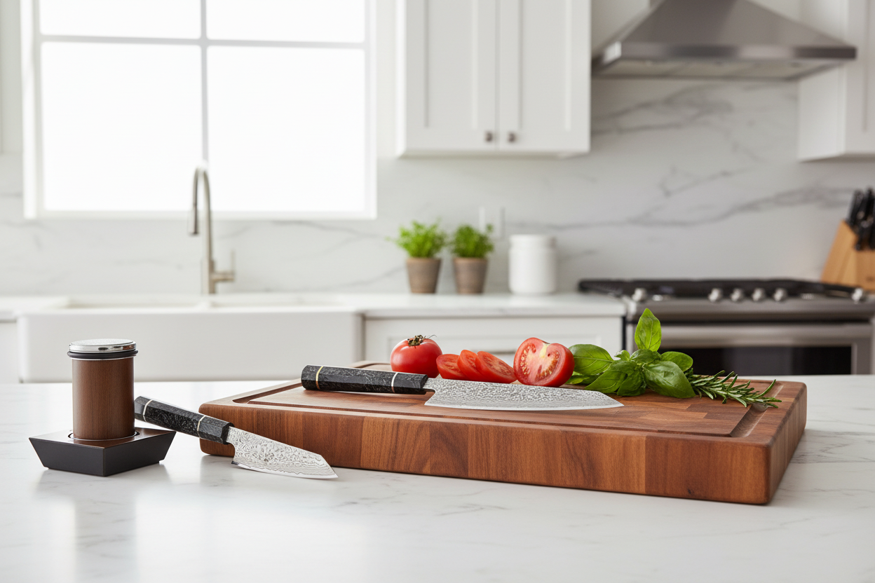 Damascus Steel Bundle in Kitchen
