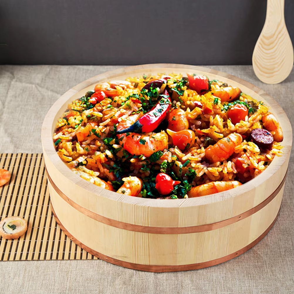 Japanese Rice Tub Sushi Bowl Serving Hangiri Wood Accessory Making Cooling Salad Salmon Oke Bucket Wooden Mixing Japanese